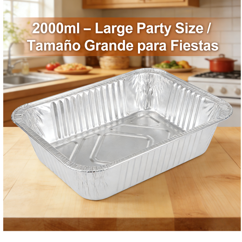 2000ml Large Aluminum Foil Container – Family Size